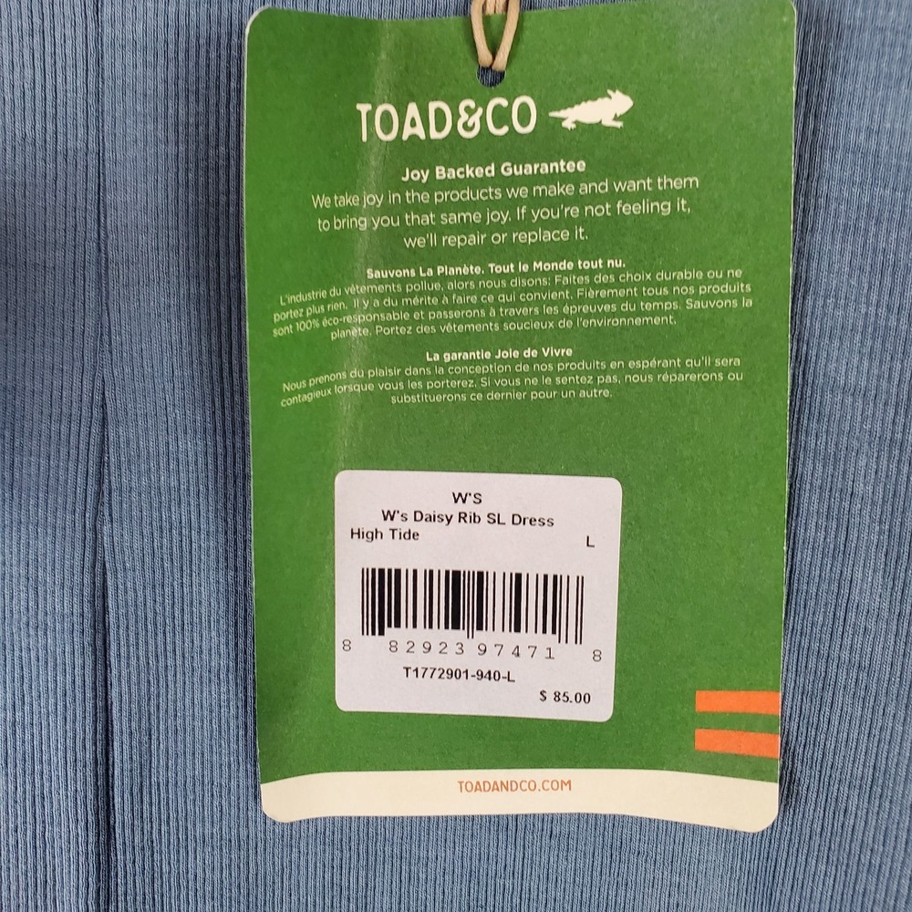 Toad & Co Daisy Rib A Line Dress Womens Large Blue Modal Round Neck Sleeveless - Picture 6 of 11